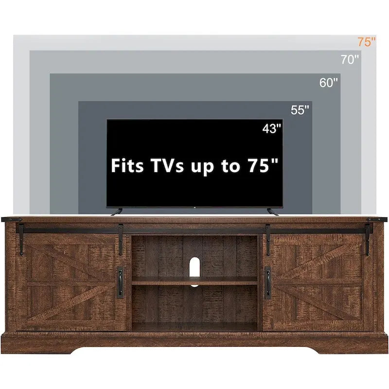 Meuble TV en bois de ferme, centre de divertissement rustique, meuble console - n/a