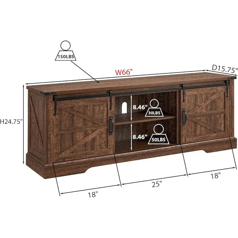 Meuble TV en bois de ferme, centre de divertissement rustique, meuble console - n/a