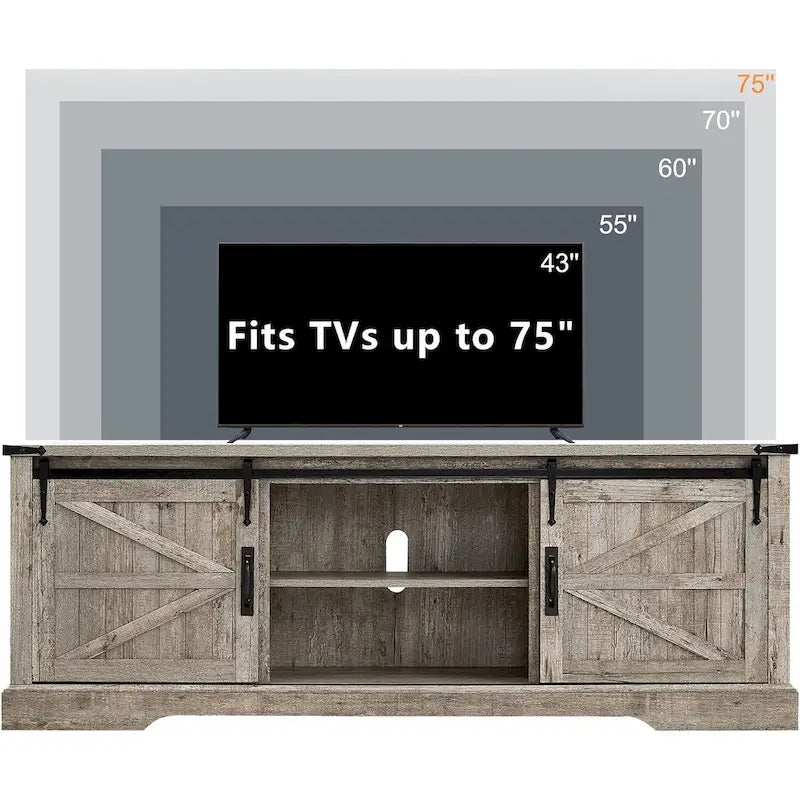 Meuble TV en bois de ferme, centre de divertissement rustique, meuble console - n/a