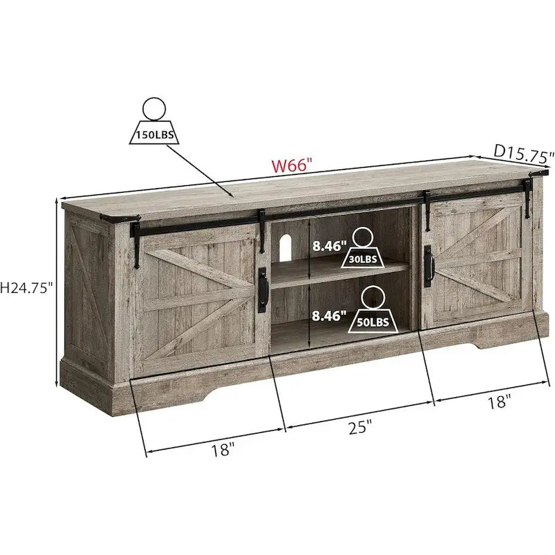 Meuble TV en bois de ferme, centre de divertissement rustique, meuble console - n/a