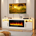 Meuble TV cheminée Bossin 70 avec cheminée électrique 36, meuble TV pour téléviseurs jusqu'à 80 pouces, lumières LED 16 couleurs/centre de divertissement