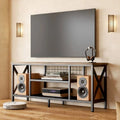 Meuble TV industriel pour téléviseurs de chambre à coucher avec étagères de rangement ouvertes