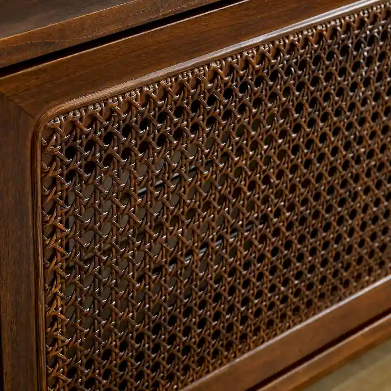 Meuble TV moderne en rotin pour téléviseur 65 pouces