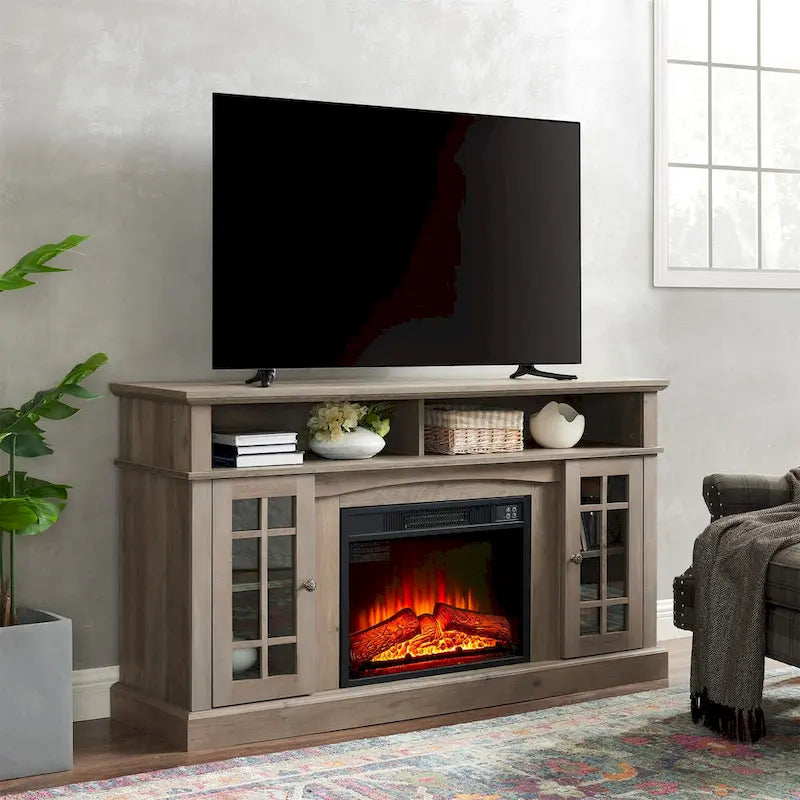 Meuble TV moderne avec foyer encastrable de 23 po