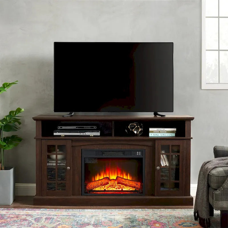 Meuble TV moderne avec foyer encastrable de 23 po