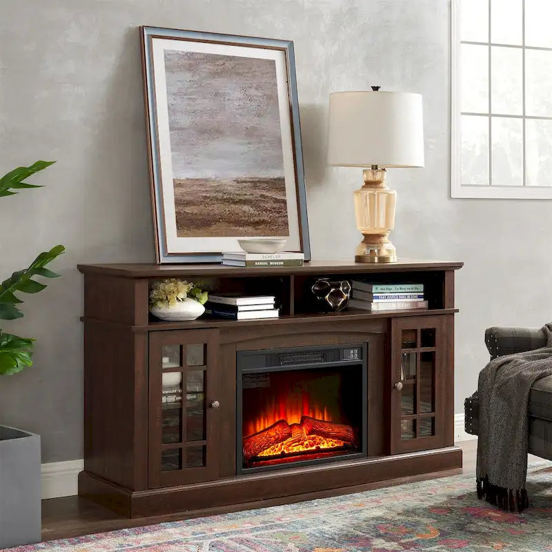 Meuble TV moderne avec foyer encastrable de 23 po