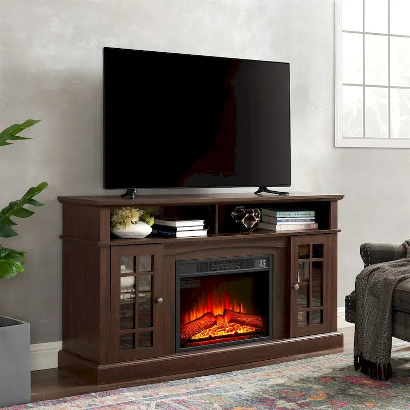 Meuble TV moderne avec foyer encastrable de 23 po