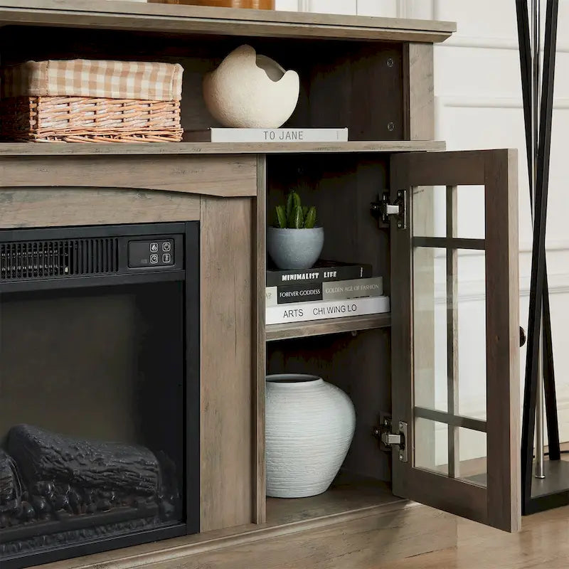 Meuble TV moderne avec foyer encastrable de 23 po