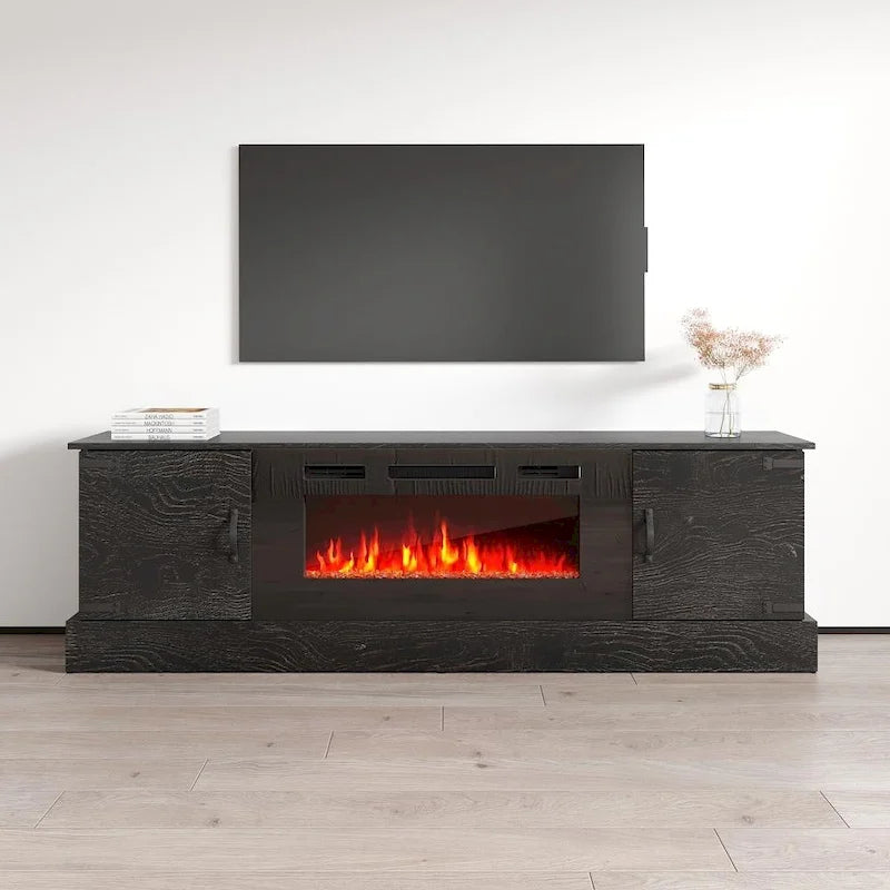 Meuble TV avec cheminée Carmen BL-EF