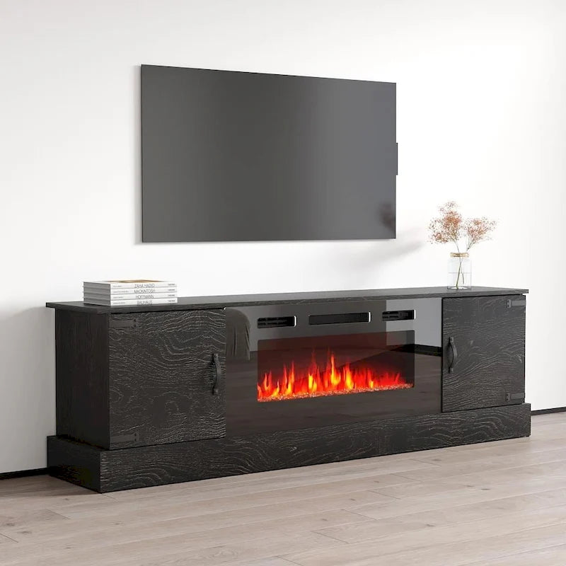 Meuble TV avec cheminée Carmen BL-EF