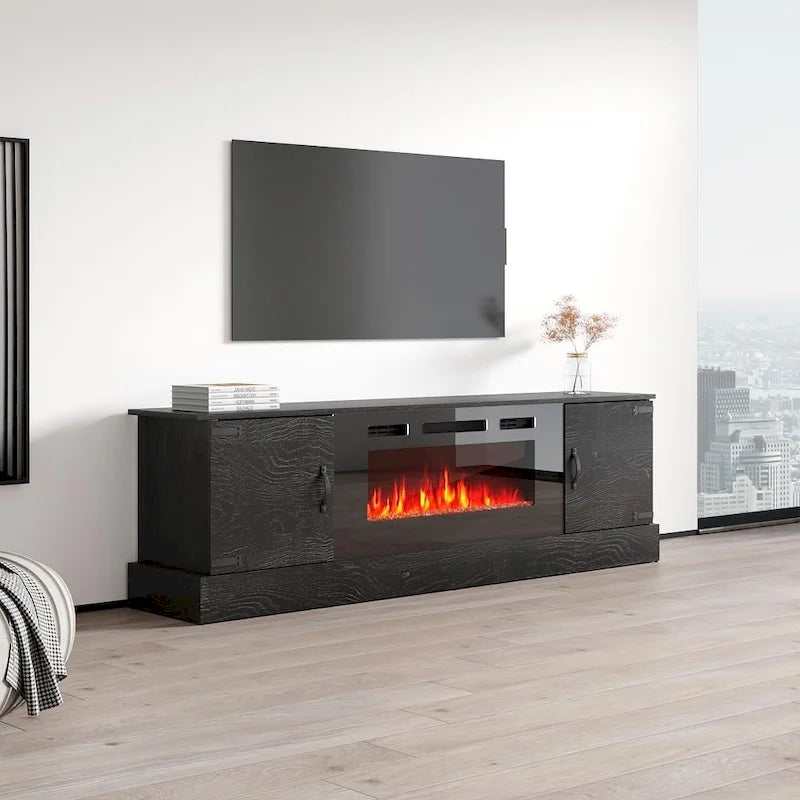Meuble TV avec cheminée Carmen BL-EF