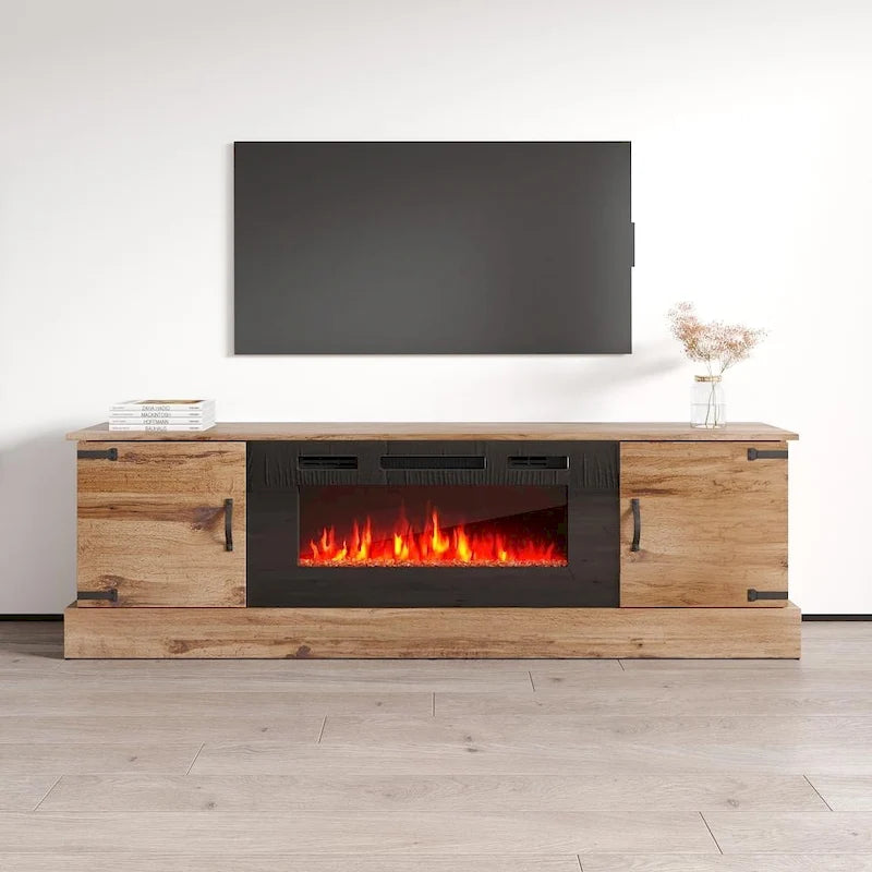 Meuble TV avec cheminée Carmen BL-EF