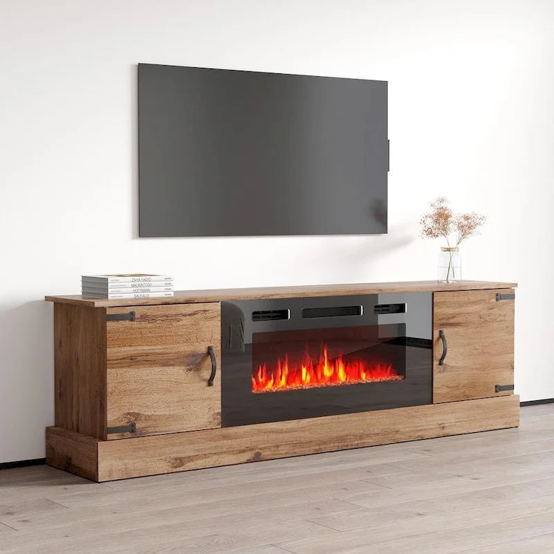 Meuble TV avec cheminée Carmen BL-EF