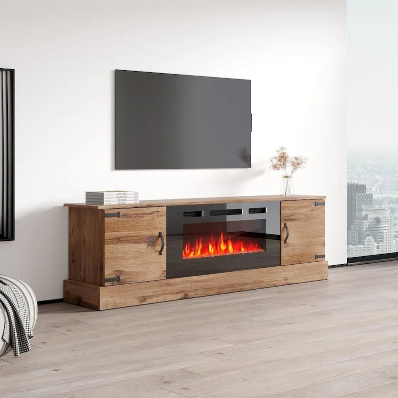 Meuble TV avec cheminée Carmen BL-EF