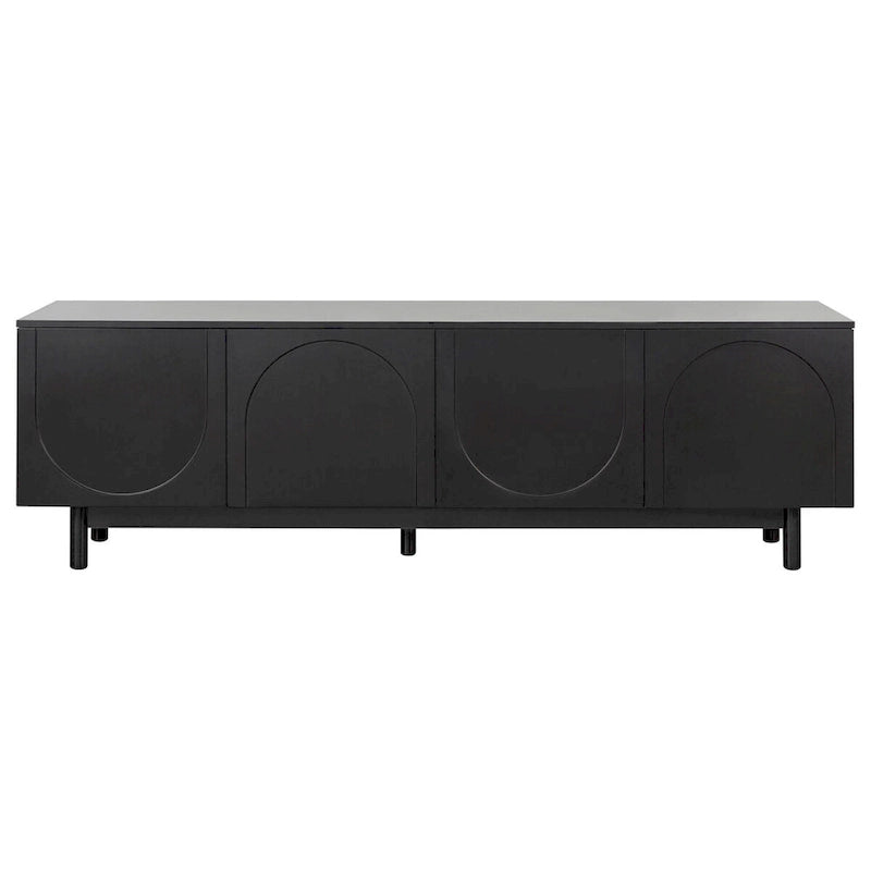 Meuble TV, Meubles d'appoint pour TV jusqu'à 78 pouces, Meuble TV avec pieds en bois massif et 2 placards de rangement, Console multimédia