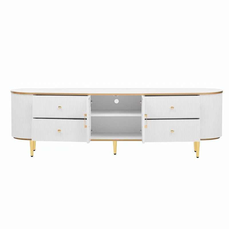 Meuble TV moderne pour téléviseurs jusqu'à 80 pouces, meuble de divertissement avec tiroirs et armoire