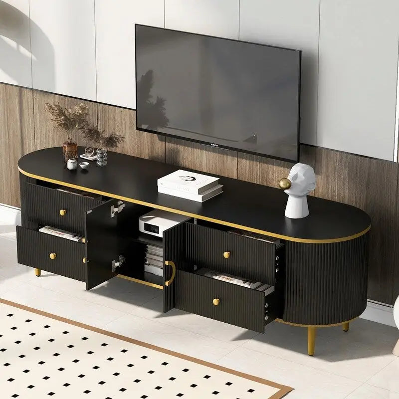 Meuble TV moderne pour téléviseurs jusqu'à 80 pouces, meuble de divertissement avec tiroirs et armoire