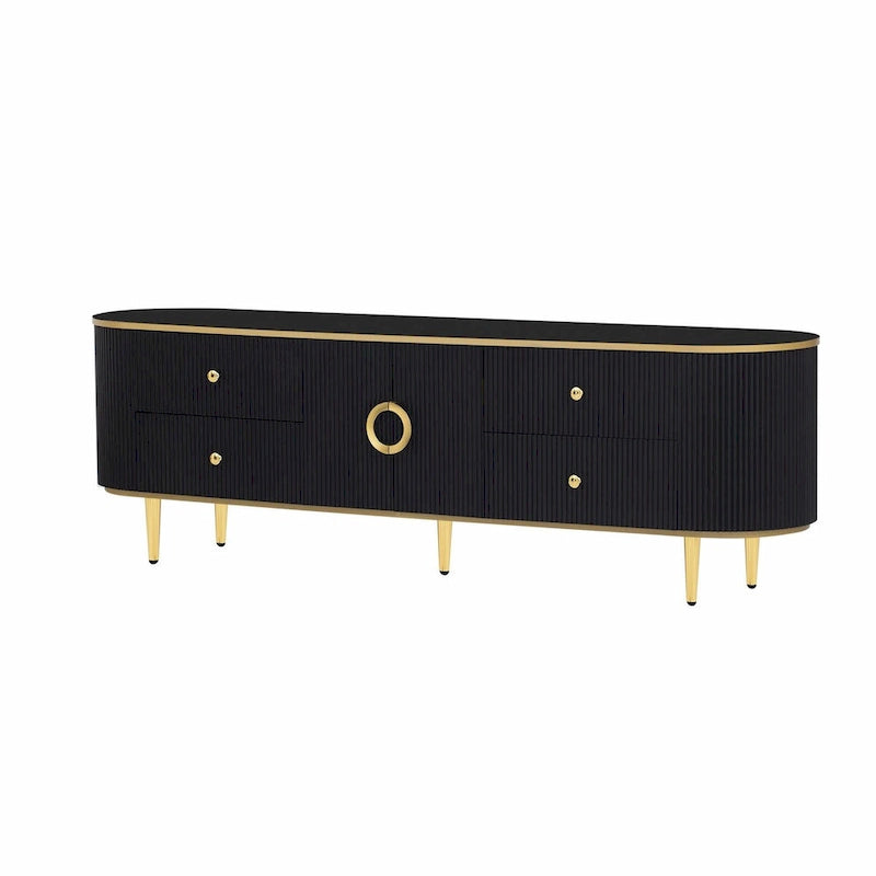 Meuble TV moderne pour téléviseurs jusqu'à 80 pouces, meuble de divertissement avec tiroirs et armoire