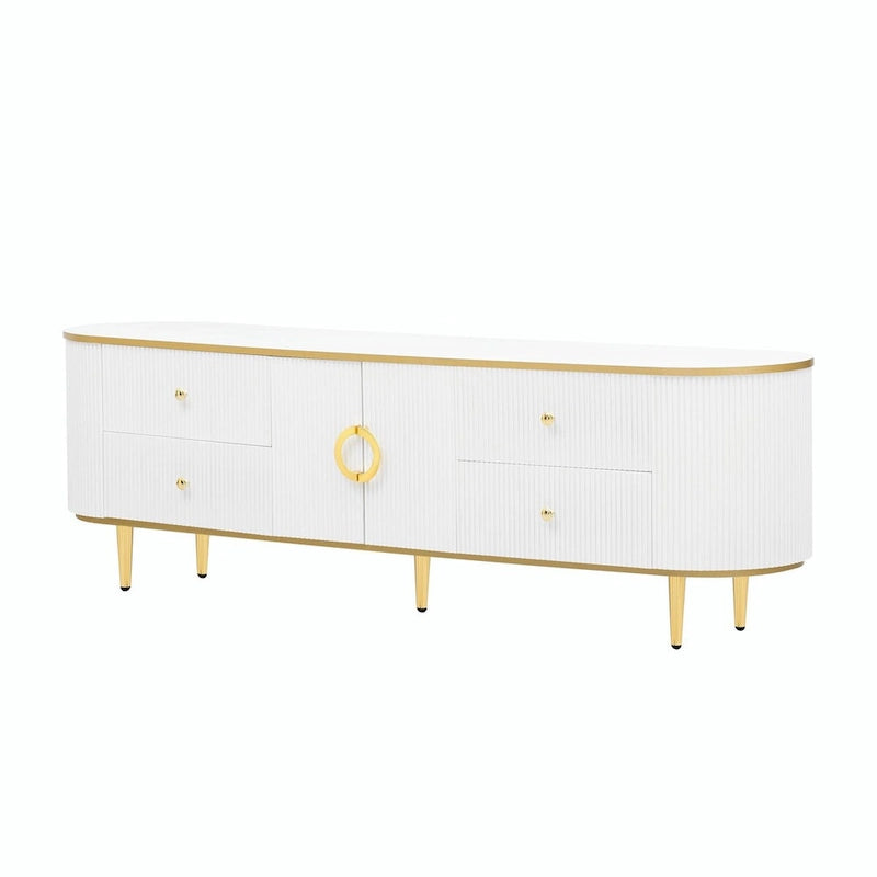 Meuble TV moderne pour téléviseurs jusqu'à 80 pouces, meuble de divertissement avec tiroirs et armoire