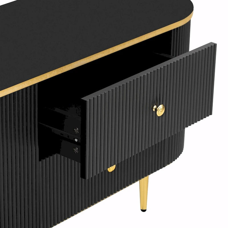 Meuble TV moderne pour téléviseurs jusqu'à 80 pouces, meuble de divertissement avec tiroirs et armoire