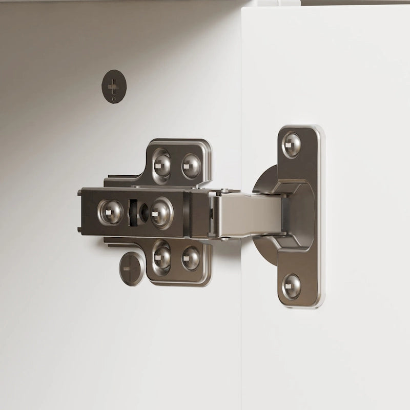 Meuble TV moderne blanc portes en verre trempé plateau hydraulique