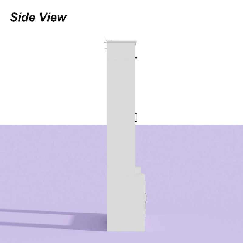 Meuble TV moderne blanc portes en verre trempé plateau hydraulique
