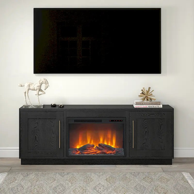 Meuble TV rectangulaire Tillman avec foyer électrique pour téléviseurs jusqu'à 75 po