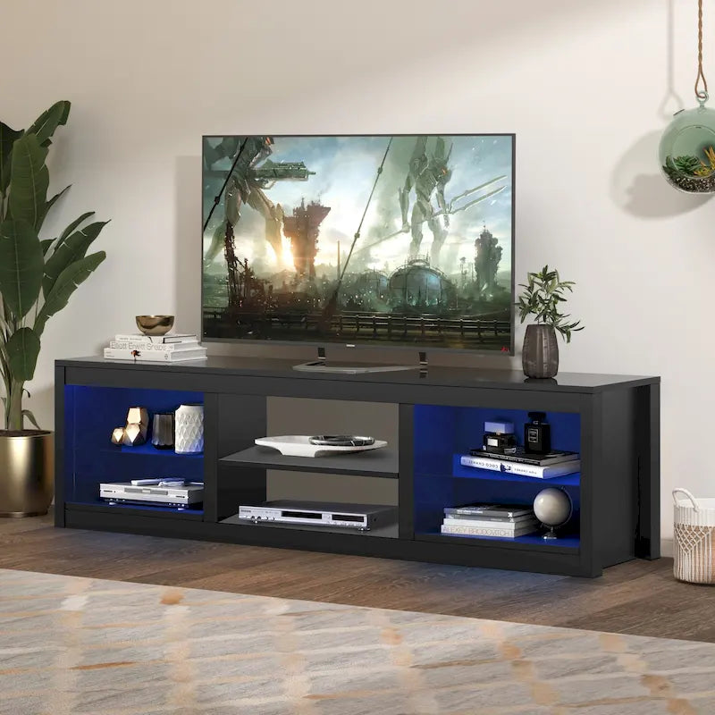 Meuble TV Console Moderne 66" avec LED RGB pour TV jusqu'à 75"