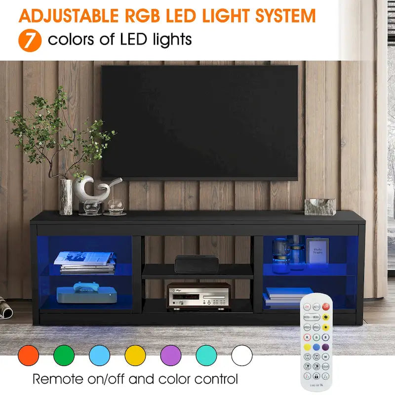 Meuble TV Console Moderne 66" avec LED RGB pour TV jusqu'à 75"