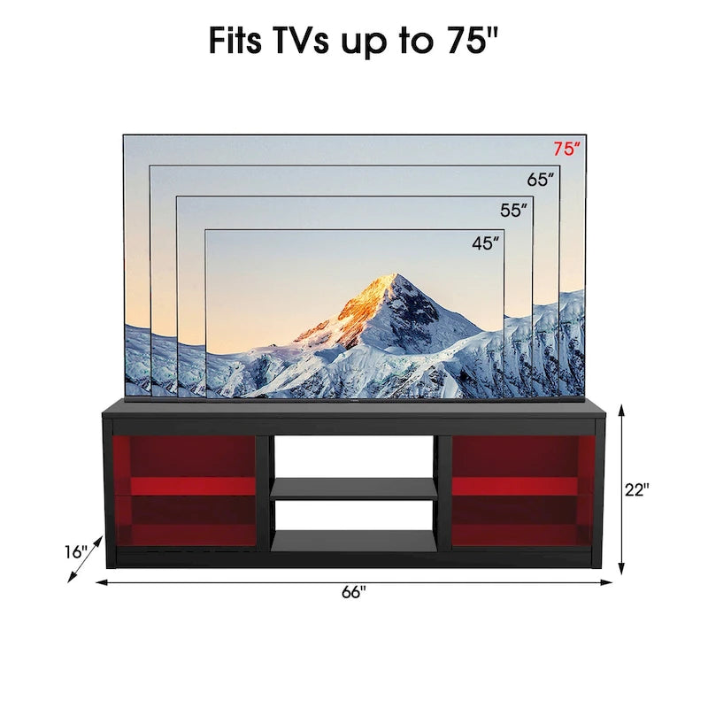 Meuble TV Console Moderne 66" avec LED RGB pour TV jusqu'à 75"