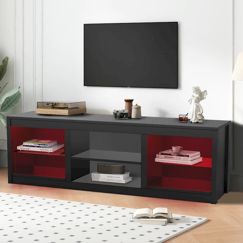 Meuble TV Console Moderne 66" avec LED RGB pour TV jusqu'à 75"
