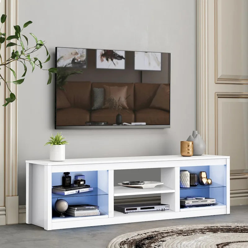 Meuble TV Console Moderne 66" avec LED RGB pour TV jusqu'à 75"