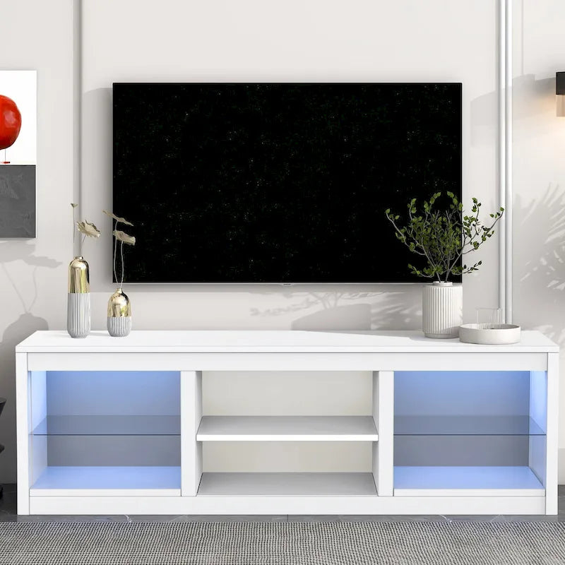 Meuble TV Console Moderne 66" avec LED RGB pour TV jusqu'à 75"