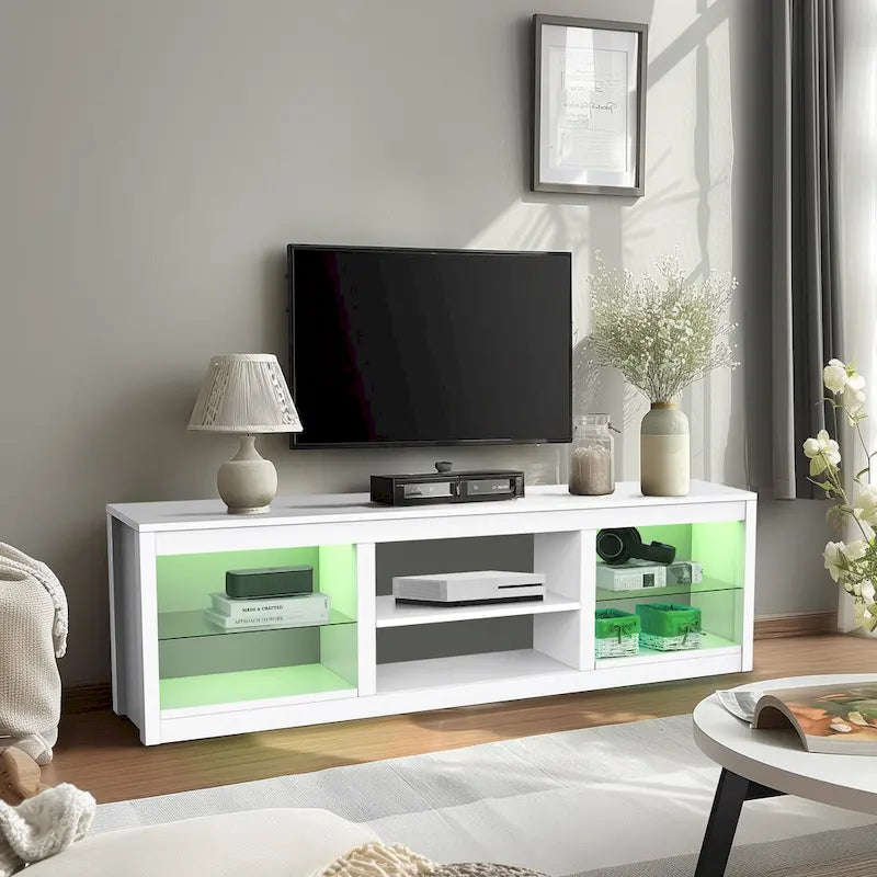 Meuble TV Console Moderne 66" avec LED RGB pour TV jusqu'à 75"