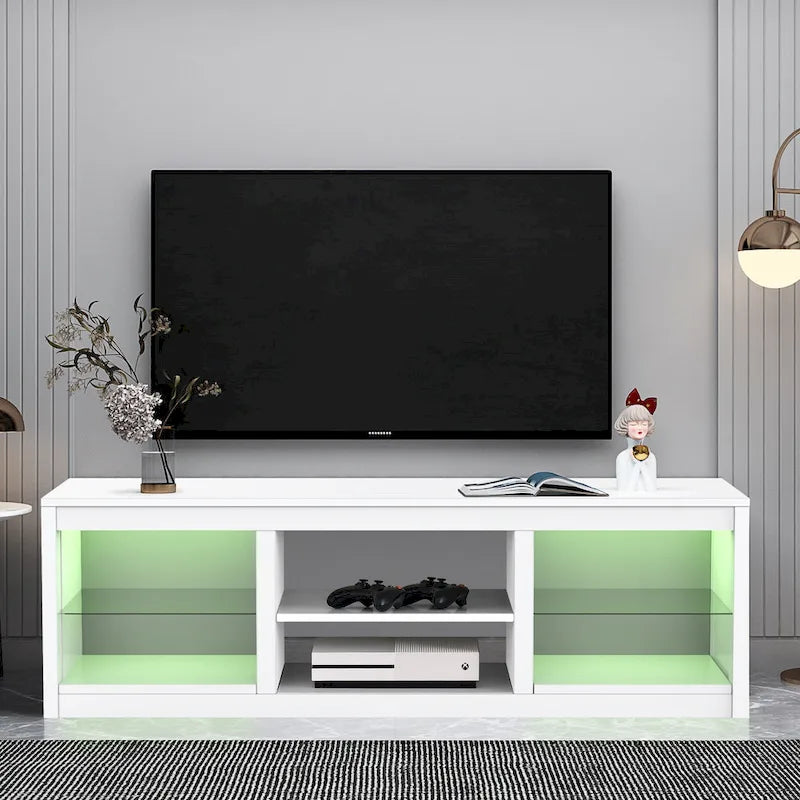 Meuble TV Console Moderne 66" avec LED RGB pour TV jusqu'à 75"