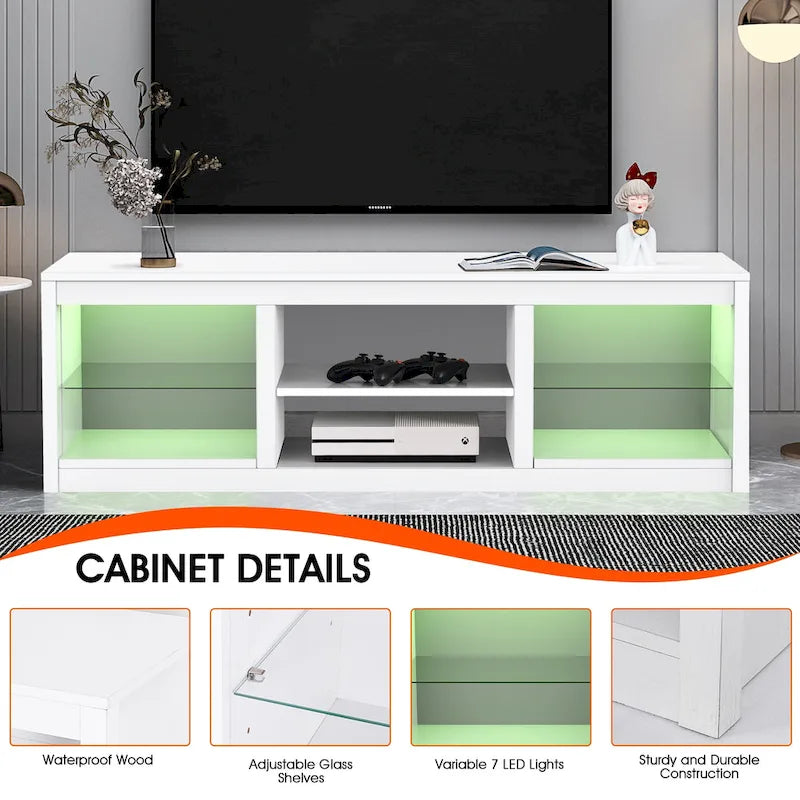 Meuble TV Console Moderne 66" avec LED RGB pour TV jusqu'à 75"