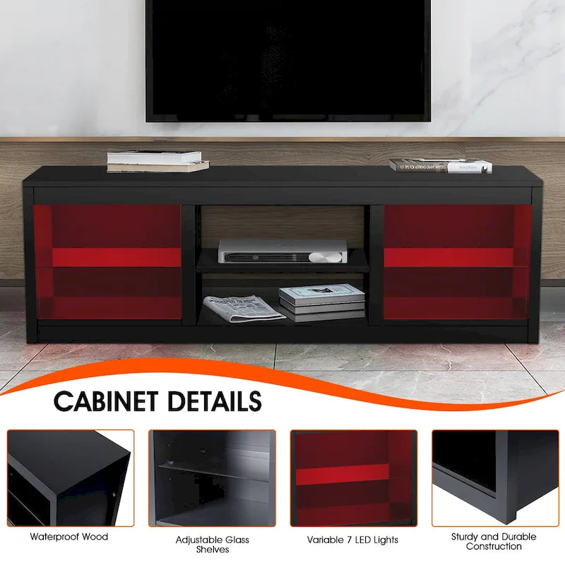 Meuble TV Console Moderne 66" avec LED RGB pour TV jusqu'à 75"