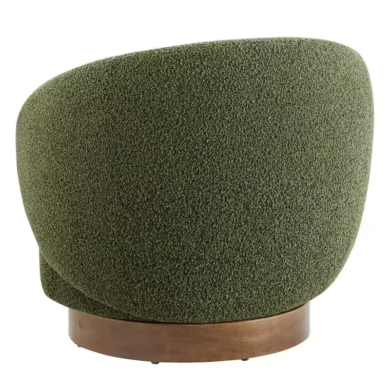 Spruce&Spring Upholstered Swivel Accent Barrel Chair with Wood Base