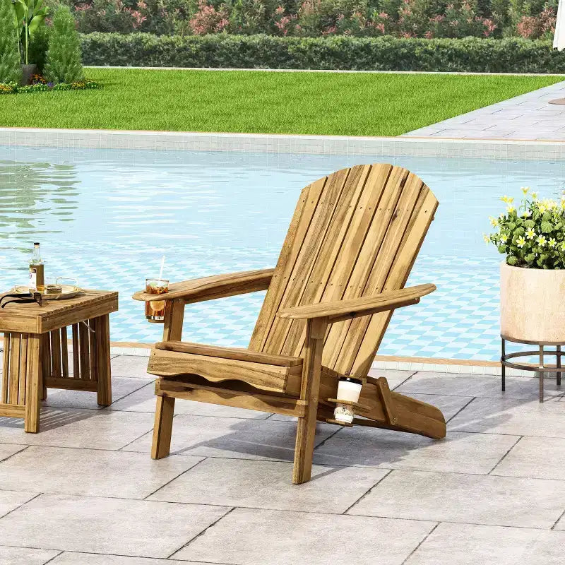 Bellwood Outdoor Acacia Wood Folding Adirondack Chair - Christopher Knight
