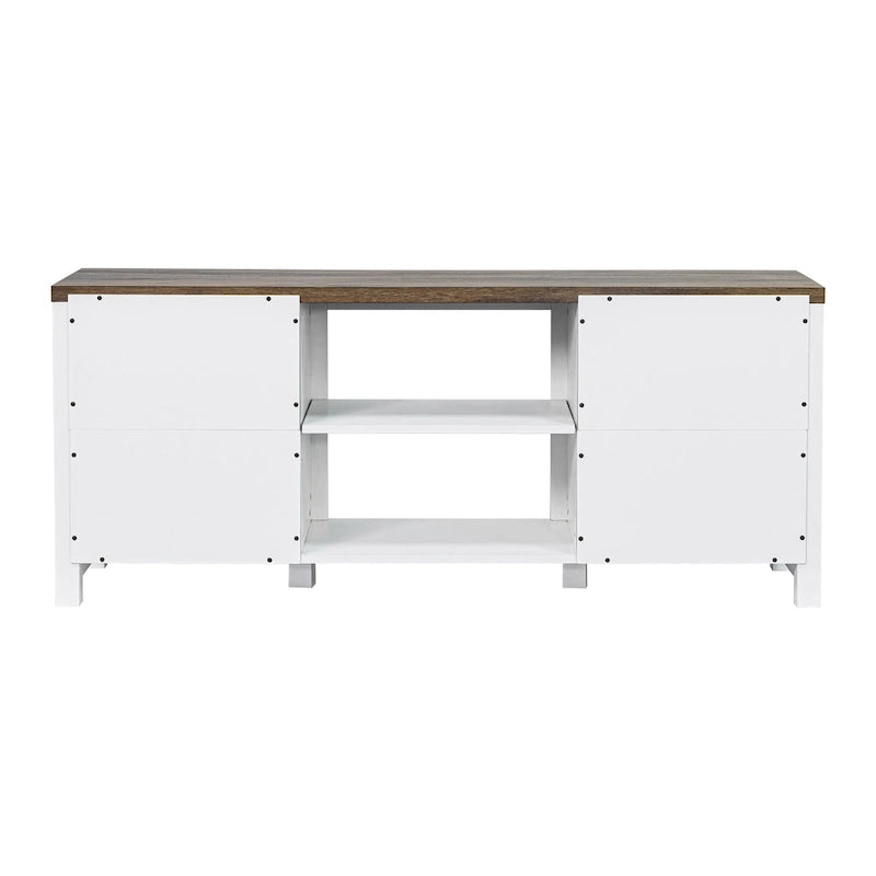 58-inch Farmhouse White Barn Door Media Console TV Stand for TVs up to 65