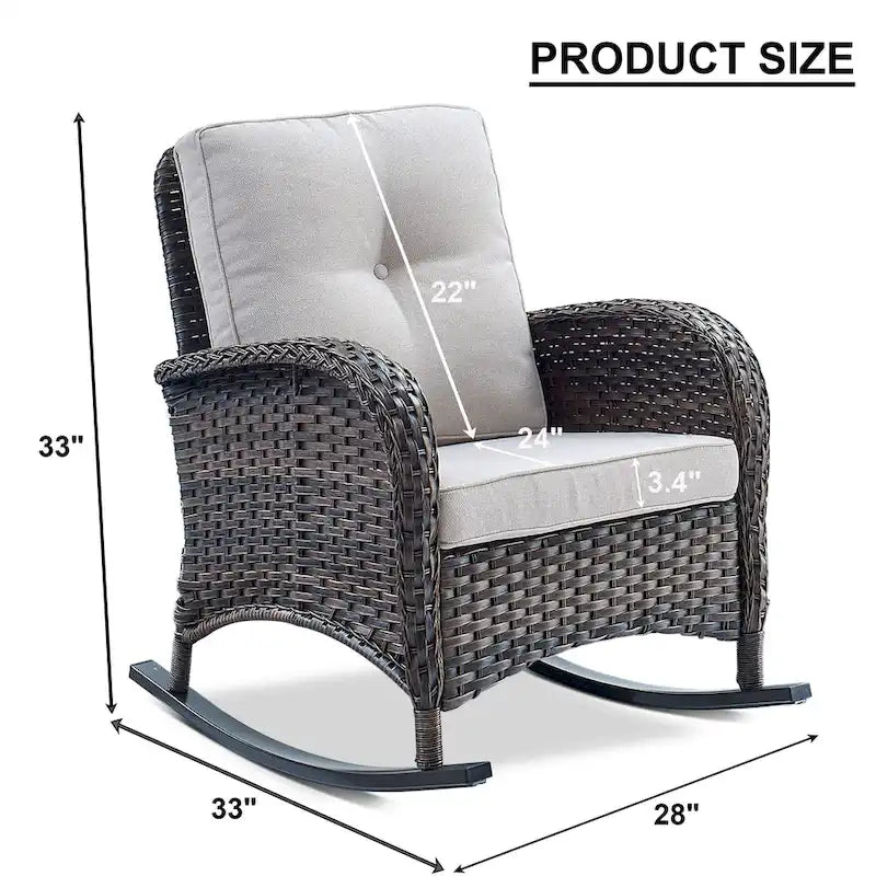 Fauteuil à bascule en rotin pour patio avec dossier haut - Marron