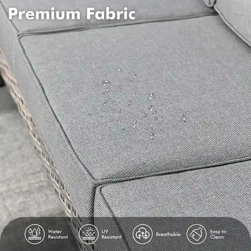 OVIOS Ensemble de 5 pièces : Chaises pivotantes incurvées en osier d'extérieur avec table brasero