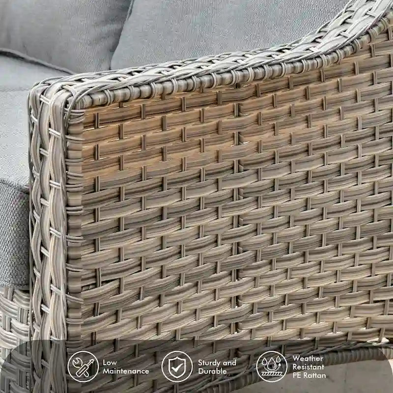 OVIOS Ensemble de 5 pièces : Chaises pivotantes incurvées en osier d'extérieur avec table brasero