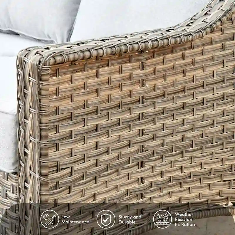OVIOS Ensemble de 5 pièces : Chaises pivotantes incurvées en osier d'extérieur avec table brasero