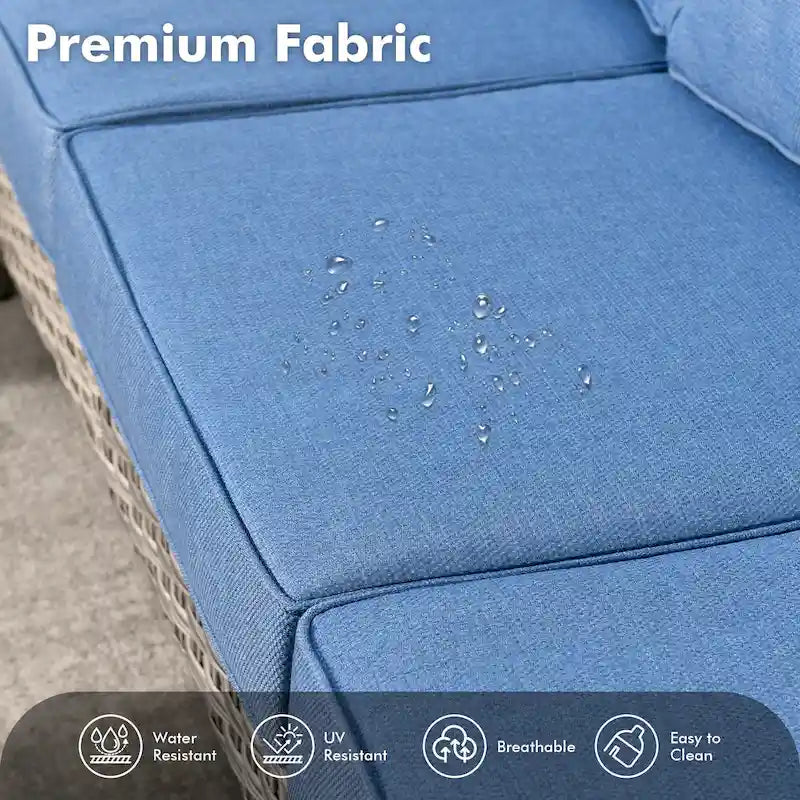 OVIOS Ensemble de 5 pièces : Chaises pivotantes incurvées en osier d'extérieur avec table brasero