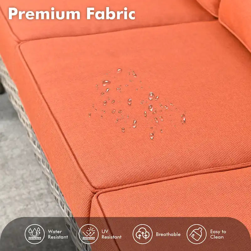 OVIOS Ensemble de 5 pièces : Chaises pivotantes incurvées en osier d'extérieur avec table brasero