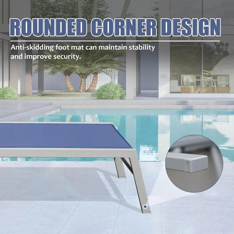 Ensemble de 3 chaises longues de patio, chaises longues de piscine en aluminium avec table d'appoint, fauteuil inclinable réglable extérieur tout temps