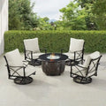 Ensemble table brasero en aluminium noir avec quatre fauteuils de club