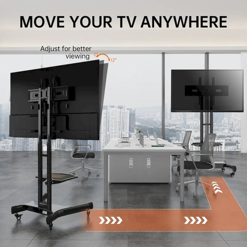 Support TV pivotant universel pour téléviseurs de 32 à 80 pouces, support TV de table réglable en hauteur avec inclinaison, VESA max 600x400mm
