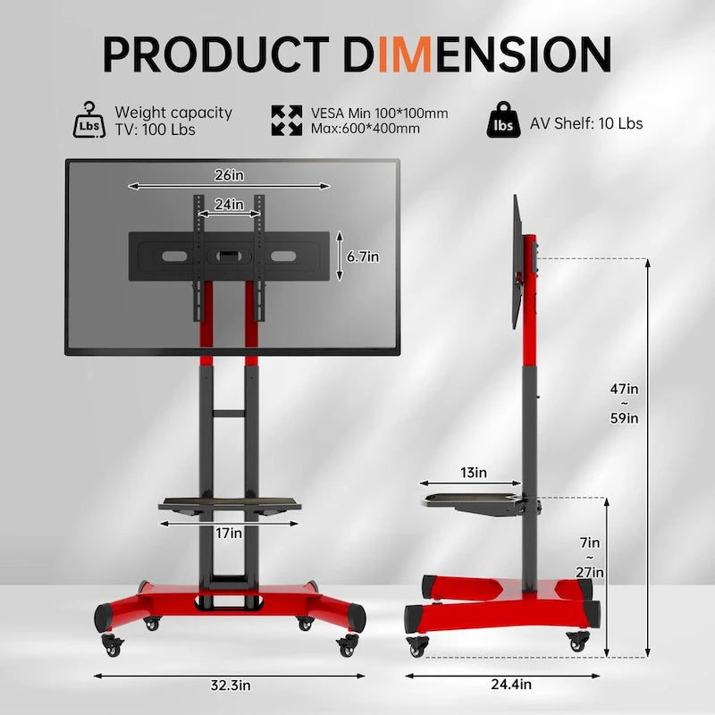 Support TV pivotant universel pour téléviseurs de 32 à 80 pouces, support TV de table réglable en hauteur avec inclinaison, VESA max 600x400mm
